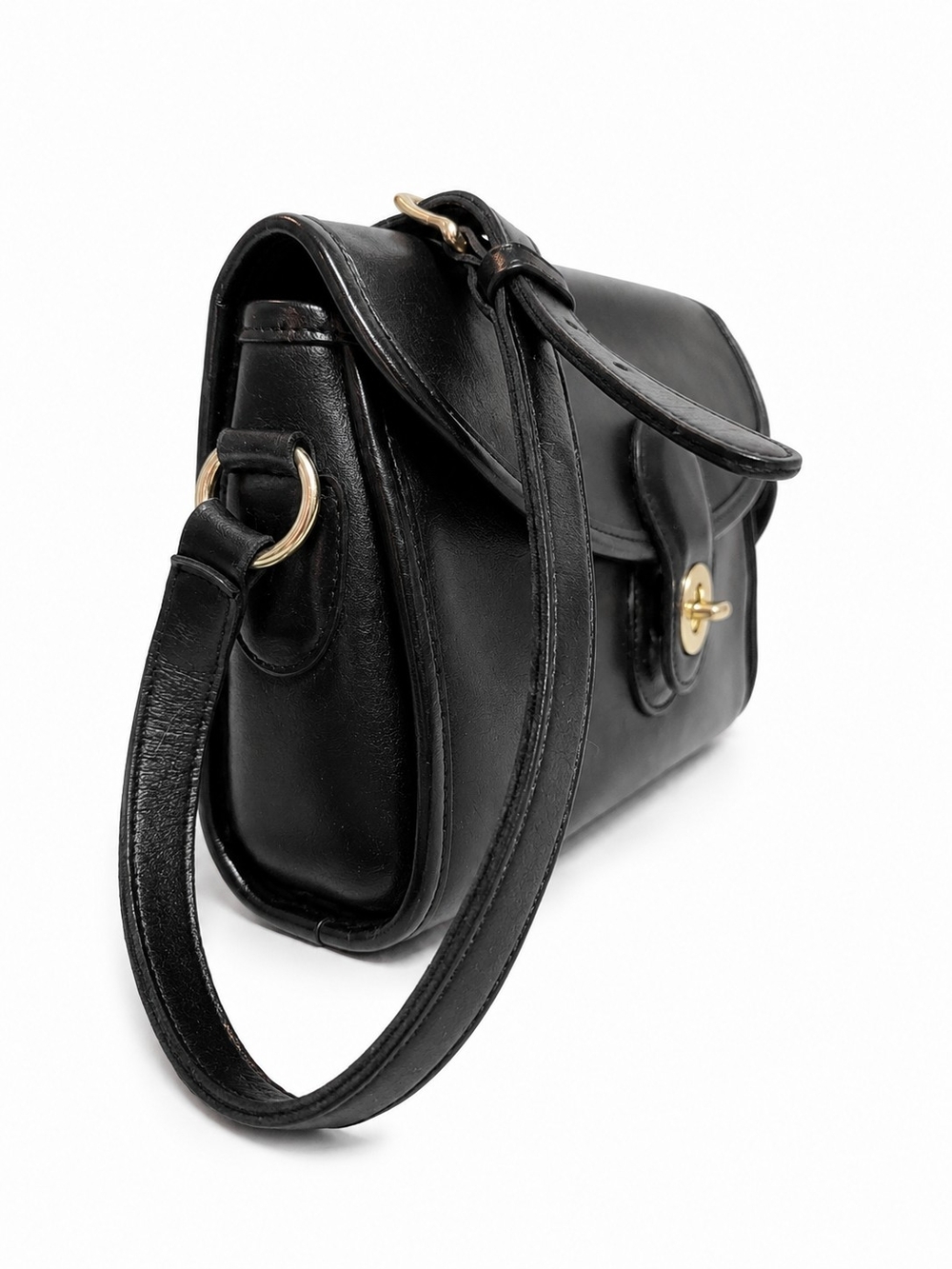 Vintage Coach Devon 9908 Black Glove-tanned Leather Brass Hardware EVC - Picture 9 of 14